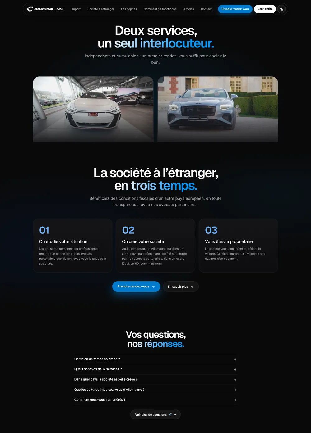 Le site Corsiva Prime, de haut en bas