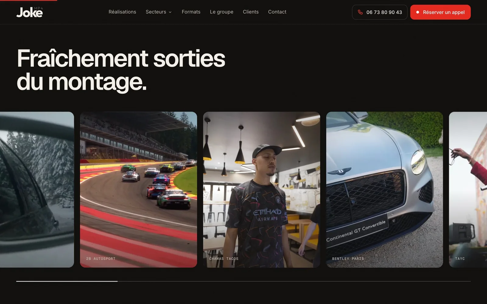 Page des réalisations du site Joke MP4